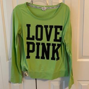 Victoria’s Secret Pink M neon green crewneck sweatshirt